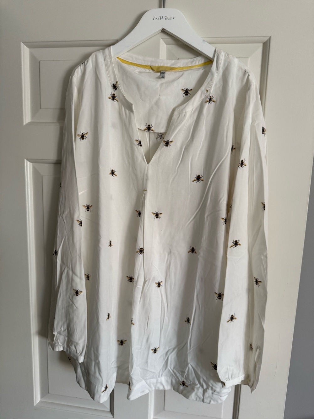 Joules brand White Bee-Embroidered blouse